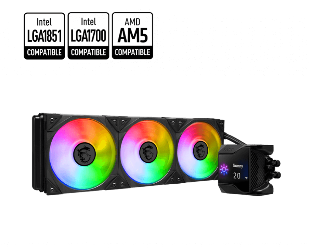 MSI MPG CORELIQUID D360 - 360mm ARGB AIO Liquid Cooler with Customizable IPS Display