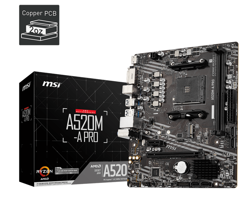 MSI A520M-A PRO AMD AM4 Micro-ATX Motherboard