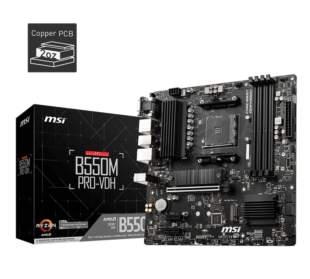 MSI B550M PRO-VDH AMD AM4 Micro-ATX Motherboard