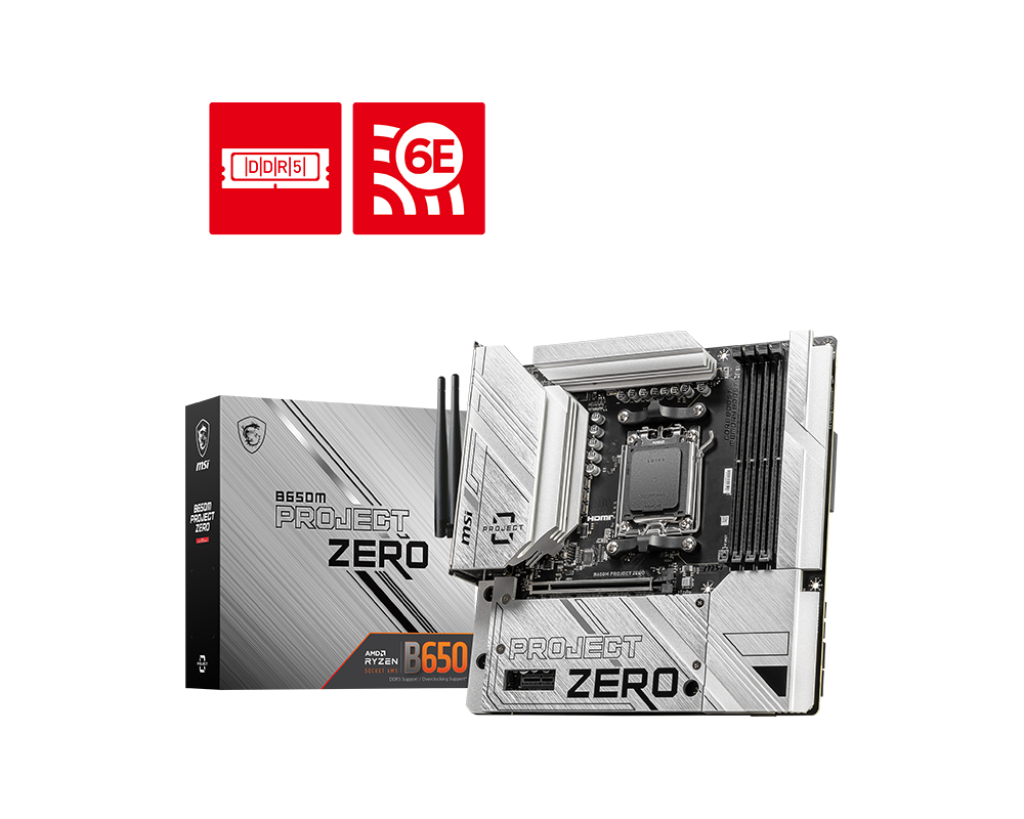 MSI B650M PROJECT ZERO AMD AM5 Micro-ATX Motherboard