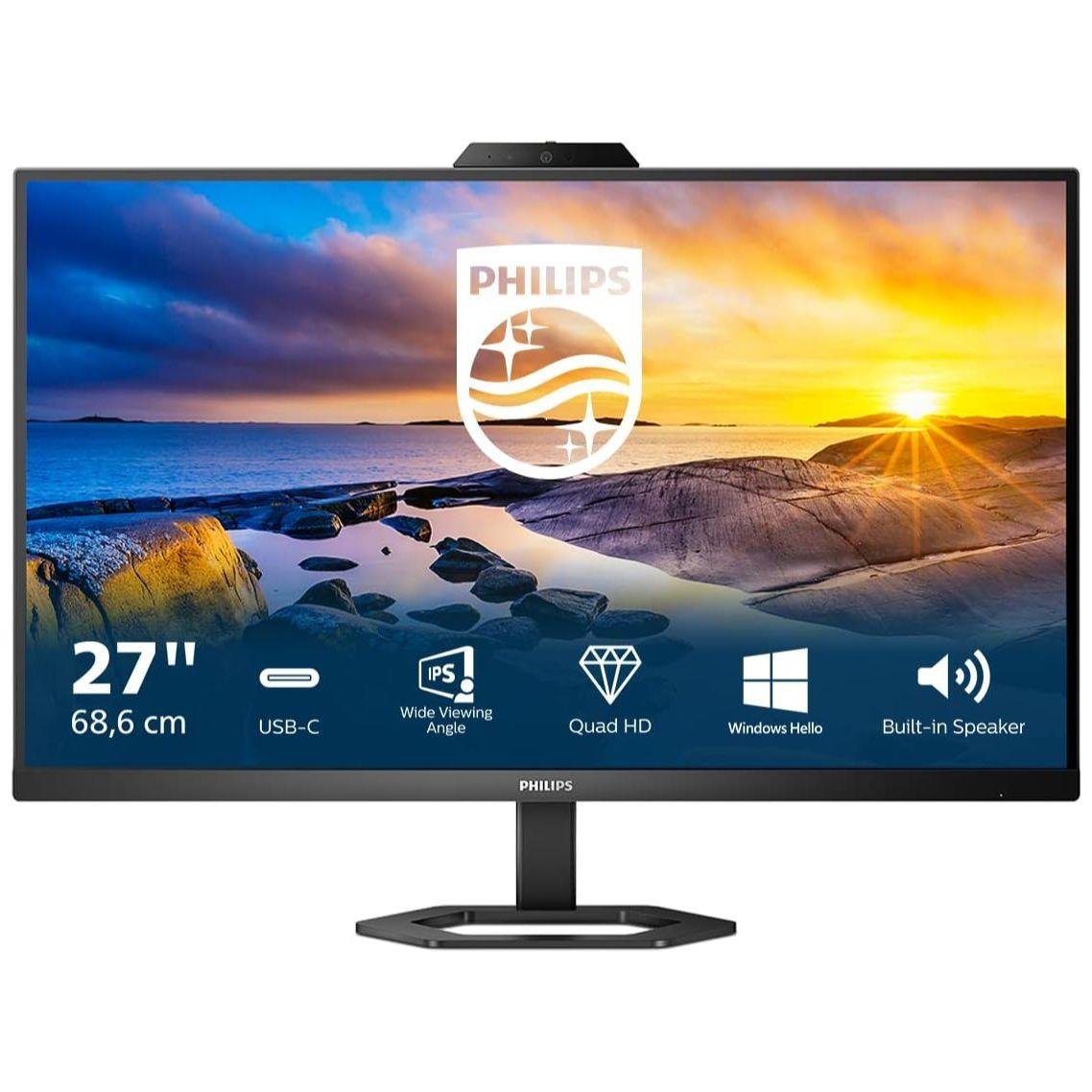 Philips 27E1N5600HE - 27 2K QHD 75Hz IPS Ergo-Base Monitor with Windows Hello Webcam