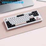 XINMENG M87 Pro V2 Tri-Mode Gasket Mechanical Keyboard - White Pink - Rocket Racoon