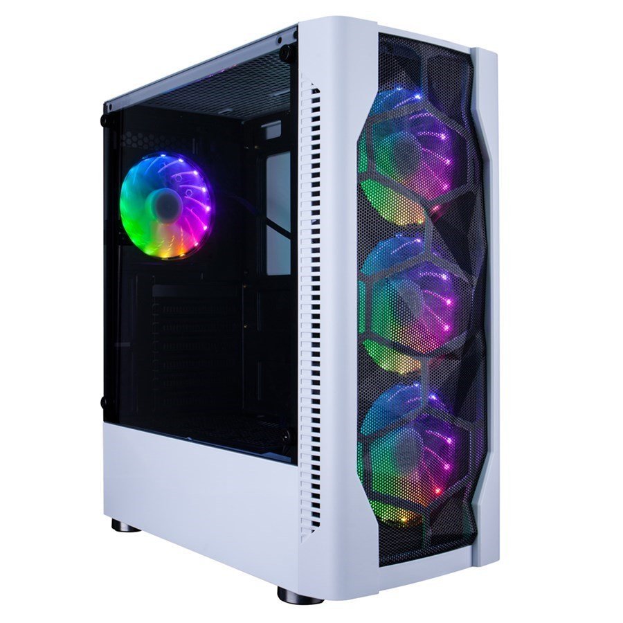 1stPlayer DK-D4 Mid-Tower ATX Gaming Case with 4 Fans - White