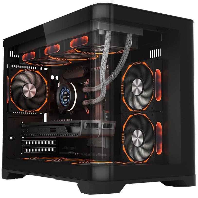 1stPlayer UView UV6 Mid-Tower ATX Gaming Case with 3 ARGB Fans - Black
