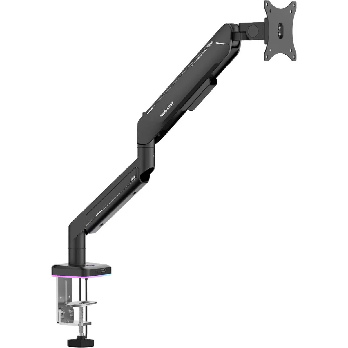 AndaSeat Stealth Pro II RGB Ergonomic Single Monitor Arm - Black