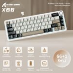Attack Shark X66 Wireless Mechanical Gaming Keyboard White Cheese - Image 4
