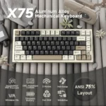 Attack Shark X75 Aluminum CNC Wireless Mechanical Gaming Keyboard Cheese White - Image 2